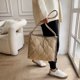 thumbnail image 5 of Bolso acolchado de algodón para mujer, bolso cuadrado de gran capacidad (caqui) Tmvgtek Para estrenar, 5 of 9