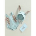 thumbnail image 3 of Toddler Baby Girl Easter Bunny Outfit Sleeveless Floral Ear and Tail Dress/Romper with Hat Cute Sister Match Clothes, 3 of 10