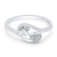 thumbnail image 3 of AFFY 0.03CT Natural White Diamond Accent Puppy Pet Paw Print Heart Ring For Women in 14K White Gold over Silver-7.5, 3 of 7