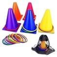 thumbnail image 1 of 2024Juego de juegos de carnaval de propileno con bolsa de malla, juego de anillos para lanzar conos de tráfico para deportes al aire libre, 23cm/9,1 pulgadas, 1 of 4