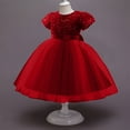 thumbnail image 2 of Gubotare Birthday Dress for Girls Little Toddler Girl Outfit Puffy Sleeve Heart Dress Cute Princess Dresses Spring Clothes (Red,Size 4-5 Years), 2 of 7