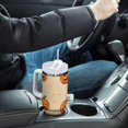thumbnail image 4 of Yayeee 30oz Stainless Steel Tumbler with Straw and Handle Double-Wall Insulated Travel Water Bottle, Halloween Pumpkins Pattern, 4 of 8
