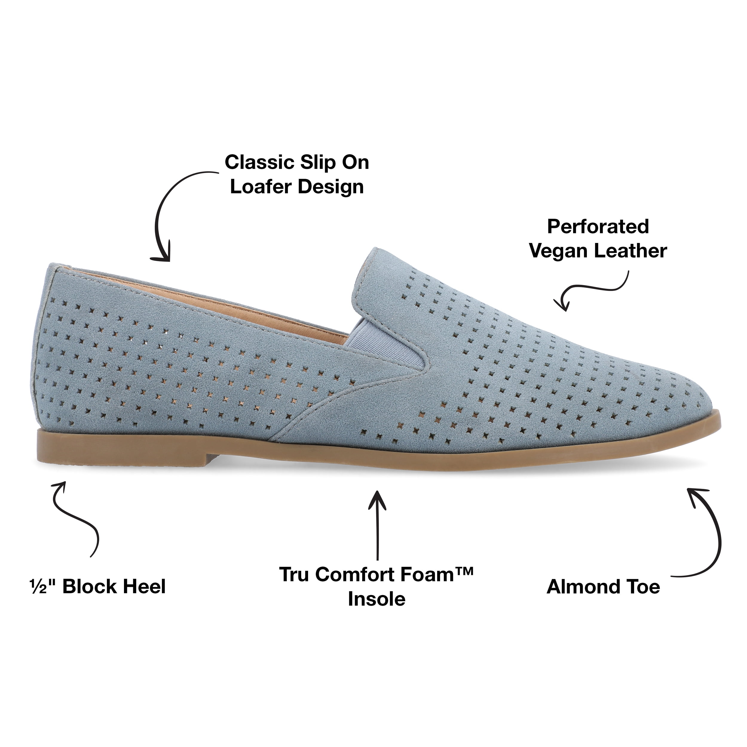 Journee Womens Lucie Slip On Almond Toe Loafer Dress Flats, Widths Available