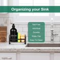 thumbnail image 2 of Sponge Holder for Kitchen Sink- Stainless Steel Kitchen Sink Caddy for Organizing Sponge, Brush & Soap Dish Dispenser, Kitchen Sink Organizer Rack with Adhesive or Counter top, Black, 2 of 7