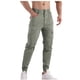 thumbnail image 5 of Pantalones cargo de longitud completa para hombre, casuales, de color sólido, con bolsillos y cintura elástica., 5 of 5