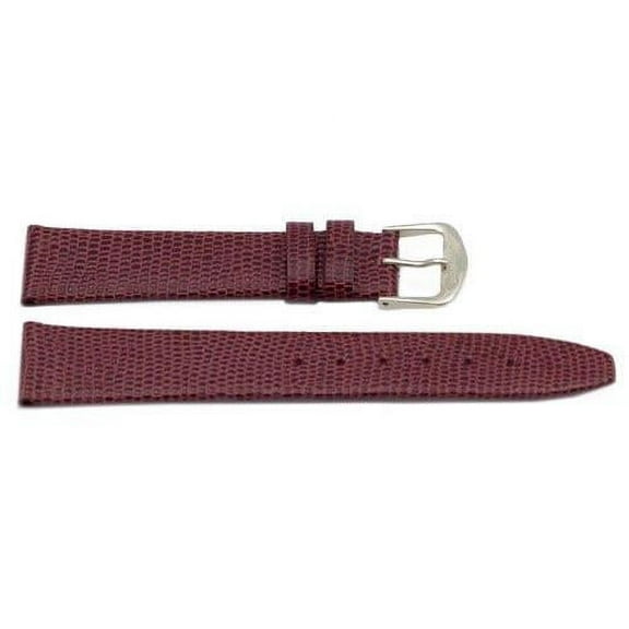 20mm Genuine Leather Lizard Grain Burgundy Watch Strap