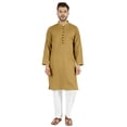 thumbnail image 1 of Atasi Indian Mens 2 Piece Kurta Pajama Set Henley NeckCasual Long Kurta, 1 of 7