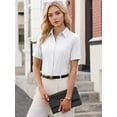 thumbnail image 4 of MOYIKO Womens Button Down Shirts Stretch Short Sleeve Dress Shirts Business Work Fitted Collared Office Basic Blouse, 4 of 7