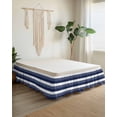 thumbnail image 2 of Navy Blue White Striped Wrap Around Bed Skirts for Queen Bed 16" Drop, Bed Skirt with Adjustable Elastic Belt Dust Ruffle Bed Valance for Bedroom Hotel Luxury Farmhouse Stripes Bed Frame Cover, 2 of 7