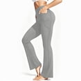 thumbnail image 2 of TGPMGRZ 28"/30"/32" Yoga Pants Women Wide Leg Yoga Pants with Pockets for Women Flare Leggings Bootcut Work Dress Pants #02 Grey Size XL, 2 of 6
