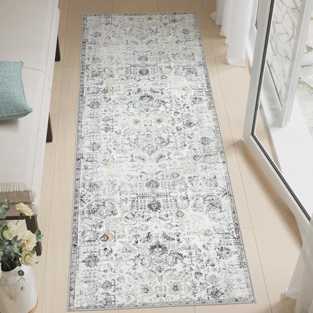 Area Rug x Vintage Rug Indoor Washable Rug Retro Accent Rug Distressed Carpet Multi Floral Print Country Boho Rug Non Slip Kitchen Bedroom Living Room Dining Room Office