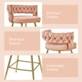 thumbnail image 5 of VECELO Modern Braided Bar Stools Set of 2 – Velvet Counter Height Upholstered Stools with Woven Back Support & Footrest, Heavy-Duty Metal Frame Bar Chairs for Kitchen Island,Pink, 5 of 14