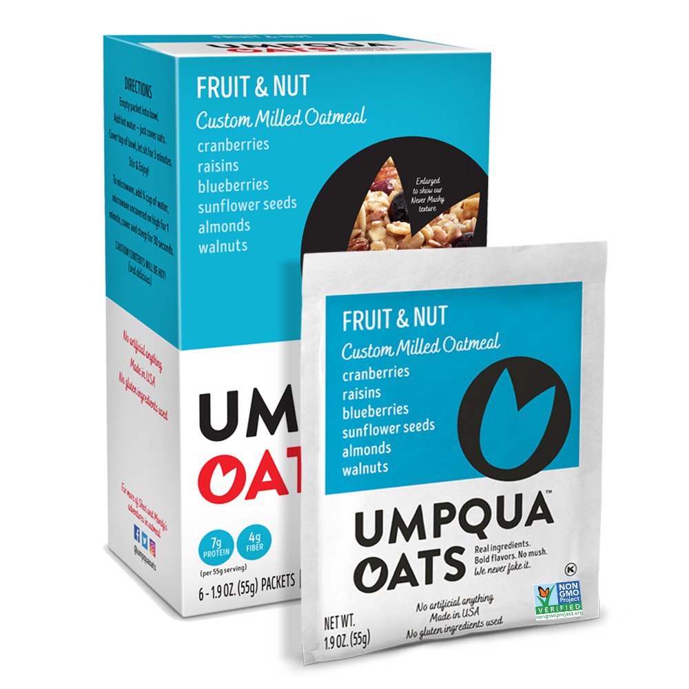 Umpqua Oats Oatmeal Packets, Fruit and Nut, 1.9 oz each, 6 Packets