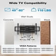 thumbnail image 3 of Full Motion TV Wall Mount for 40–82 inch Flat or Curved TVs, Smooth Swivel & Extension, Tool-Free Tilt with Heavy-Duty Arms, Max VESA 600x400mm up to 110 lbs, Fits 12″/16″ Wood Studs, PILF11, 3 of 6