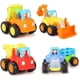 thumbnail image 1 of Push and Go Friction Powered Car Toys, Tractor, Bulldozer Truck, Cement Mixer, Dump Truck for Kids Gift, 4 Pack, 1 of 4