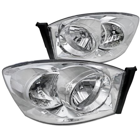 Euro Headlight Guards Spec-D Tuning 2006-2008 Dodge Ram Euro Headlight Head Lamps W/ Reflector 2006 2007 2008 (Left + Right) ()