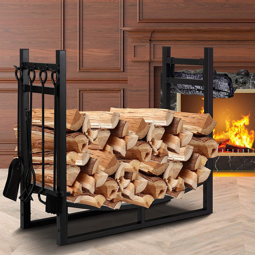 Firewood Rack Outdoor Indoor Log Fireplace Tools Set Lumber Wood Storage Holder