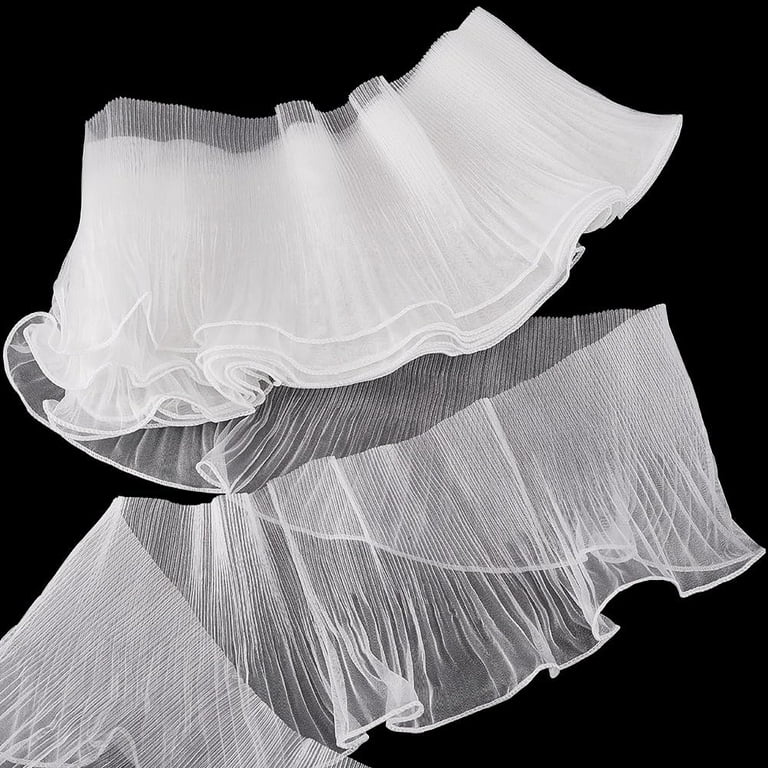 Vintage Pleated Black Organza with Silver Sequins Trim Vintage Pleated Black Organza with Silver Sequins Trim