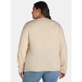 thumbnail image 3 of The Pioneer Woman V-Neck Pointelle Cardigan Sweater, Lightweight, Women’s Plus, 3 of 5