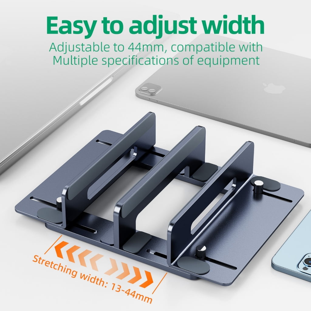 Adjustable Vertical Laptop Stand for Desk, Space Efficient Aluminum Notebook Holder for Multiple Devices
