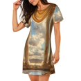 thumbnail image 2 of Naloa Golden Drapes Pillars Clouds Print Women Nightgowns,Womens Loungewear,Short Sleeve Sleepwear,Comfy Ladies Nightdress, 2 of 6