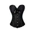 thumbnail image 3 of Nituyy Women's Gothic Bustiers Corsets Satin Boned Lace Up Overbust Bridal Bodysuit, 3 of 5