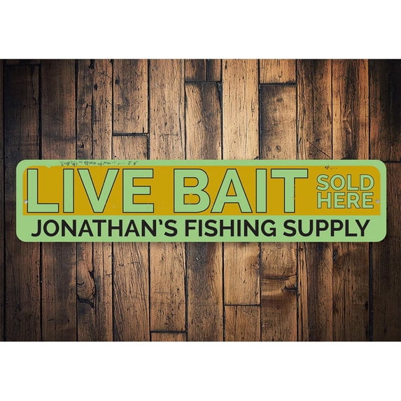 Live Bait Novelty Sign, Metal Wall Decor - 4x18 inches