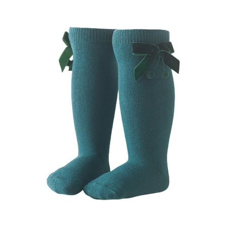 

Gureui Baby Girl Knee High Stockings Cute Knit Long Socks With Velvet Bowknot Toddlers Kawaii Princess Socks School Uniform Leggings