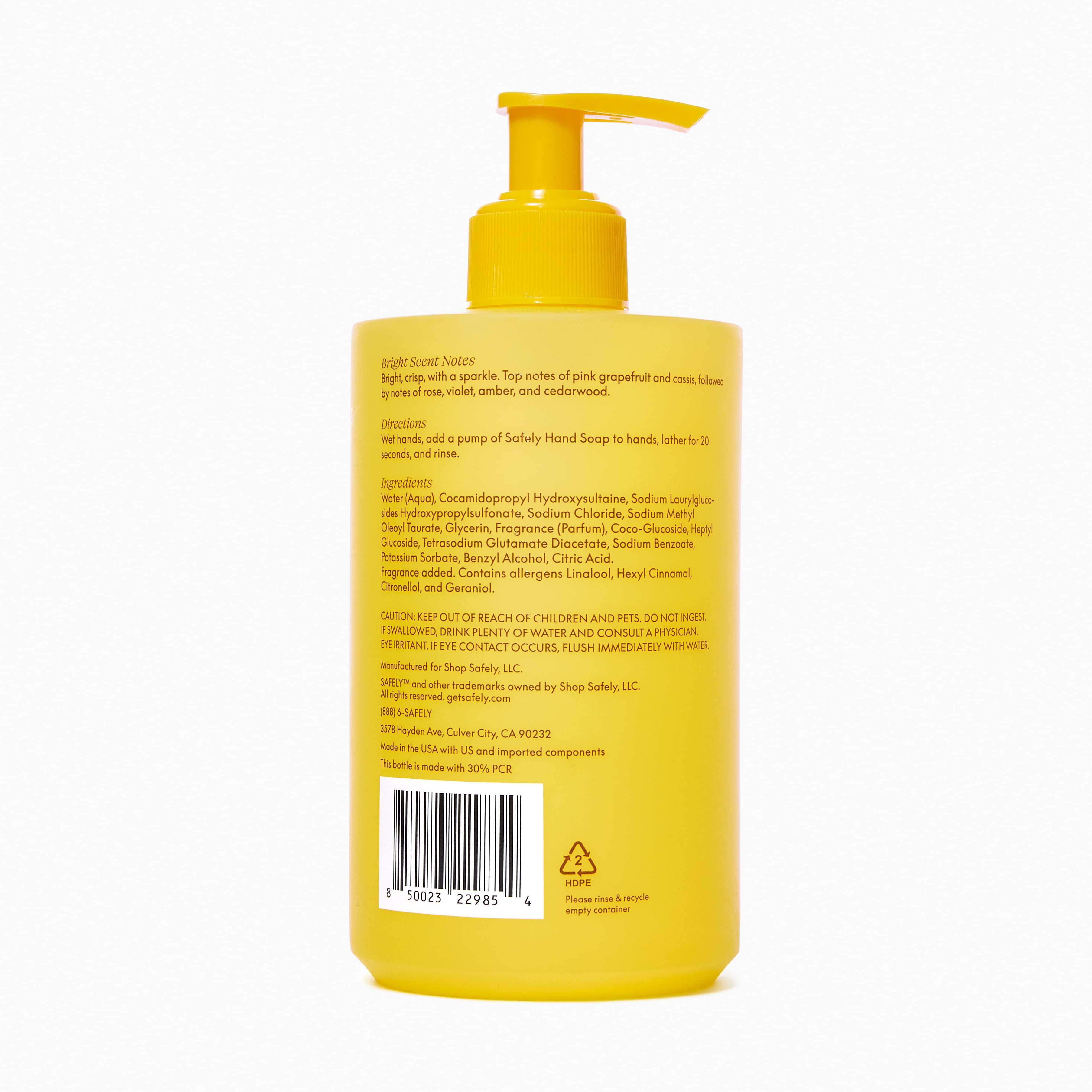 Safely Hand Soap, Naturally Moisturizing & Hydrating, Bright Scent, 16 fl oz