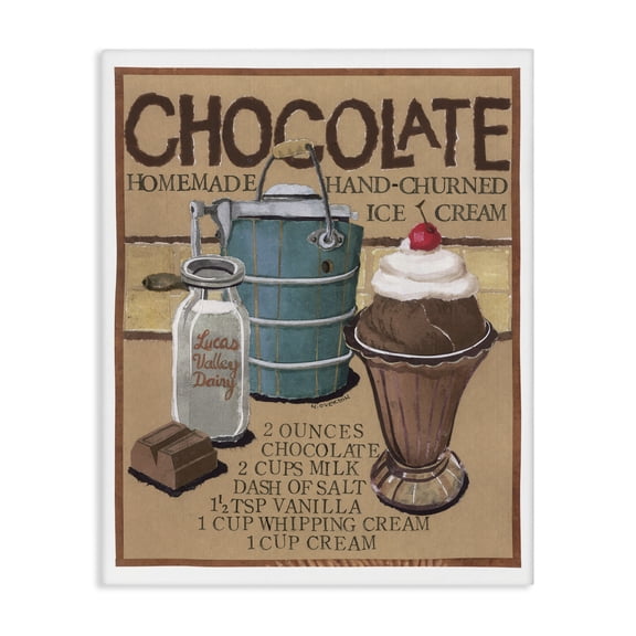 Stupell Industries Chocolate Ice Cream Food & Beverage Painting Gallery Wrapped Canvas Art Print Wall Art, 16 x 20
