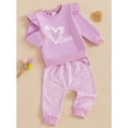 thumbnail image 3 of Suealasg Baby Girls Fall Winter Clothes 6M 1T 2T 3T 4T Long Sleeve Heart Print Sweatshirt + Long Pants Set 2Pcs Casual Outfit for Toddler Girls, 3 of 7