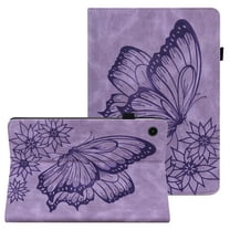 Allytech Galaxy Tab A8 10.5" Case X200, PU Leather Pretty Butterfly Embossed Cards Slots Pen Holder Shockproof Auto Sleep Wake Case Cover for Samsung Galaxy Tab A8 10.5" X200 X205 X207 - Purple