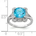 thumbnail image 2 of Primal Silver Sterling Silver Rhodium-plated Diamond and Checker-cut Swiss Blue Topaz Ring, 2 of 4