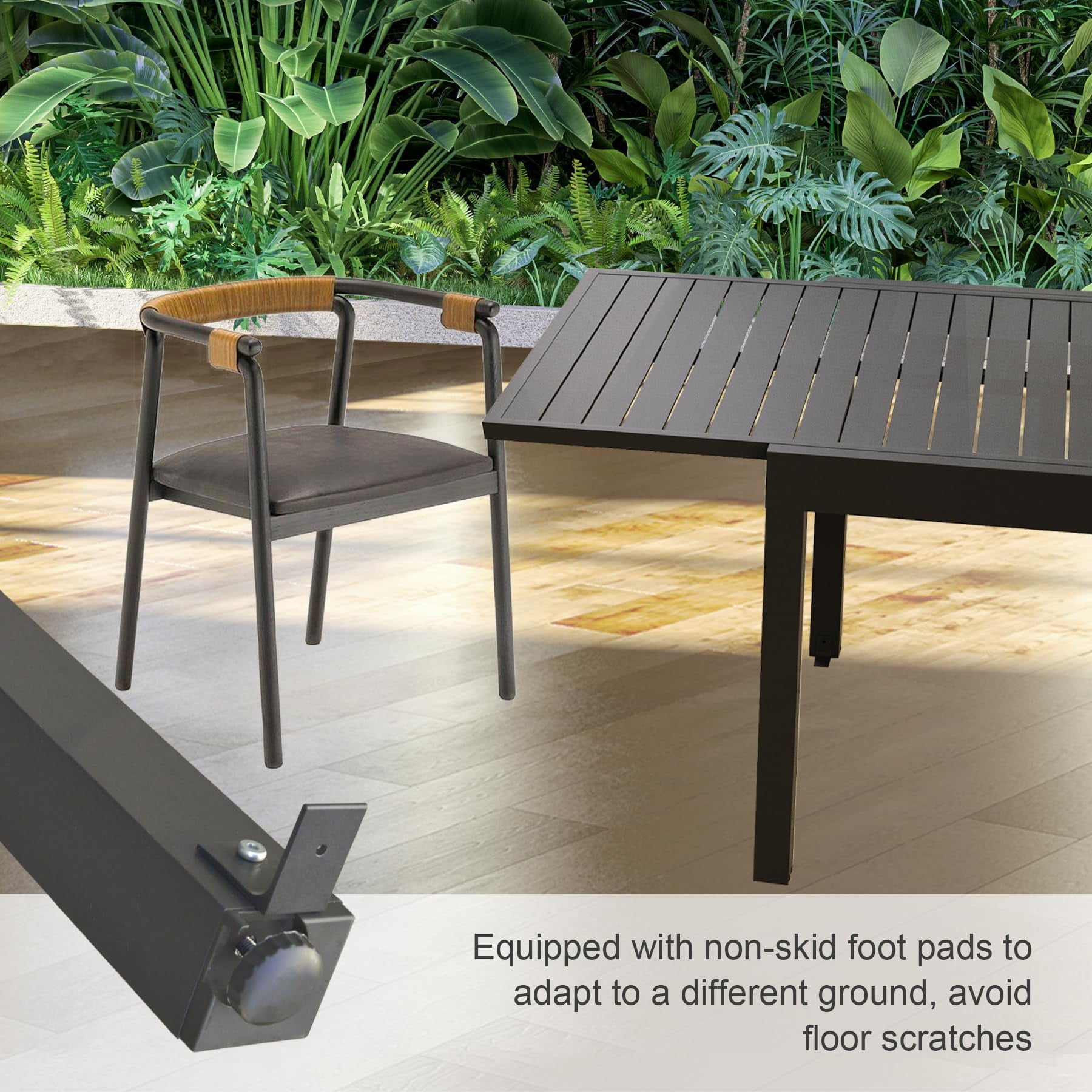 Aluminum Patio Extendable Dining Table 35"- 71", Adjustable Indoor Outdoor Patio Dining Table with E-Coating for 4-6 Person Garden Lawn Porch Bistro Furniture, Dark-Gray