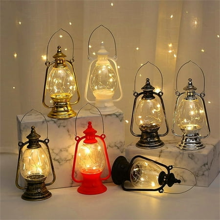 

Tuelaly LED Lantern Battery Operated Warm Light Power Saving Waterproof with Handle Nostalgic Atmosphere High Brightness Retro Style Portable Night Lamp for Christmas