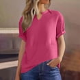 thumbnail image 6 of ATENAR T Shirts for Women Casual V Neck Womens Shirts Solid Color Tee Hot Pink M, 6 of 9
