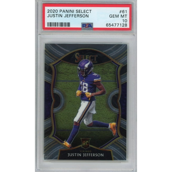 Graded 2020 Panini Select Justin Jefferson #61 Concourse Rookie RC Football Card PSA 10 Gem Mint
