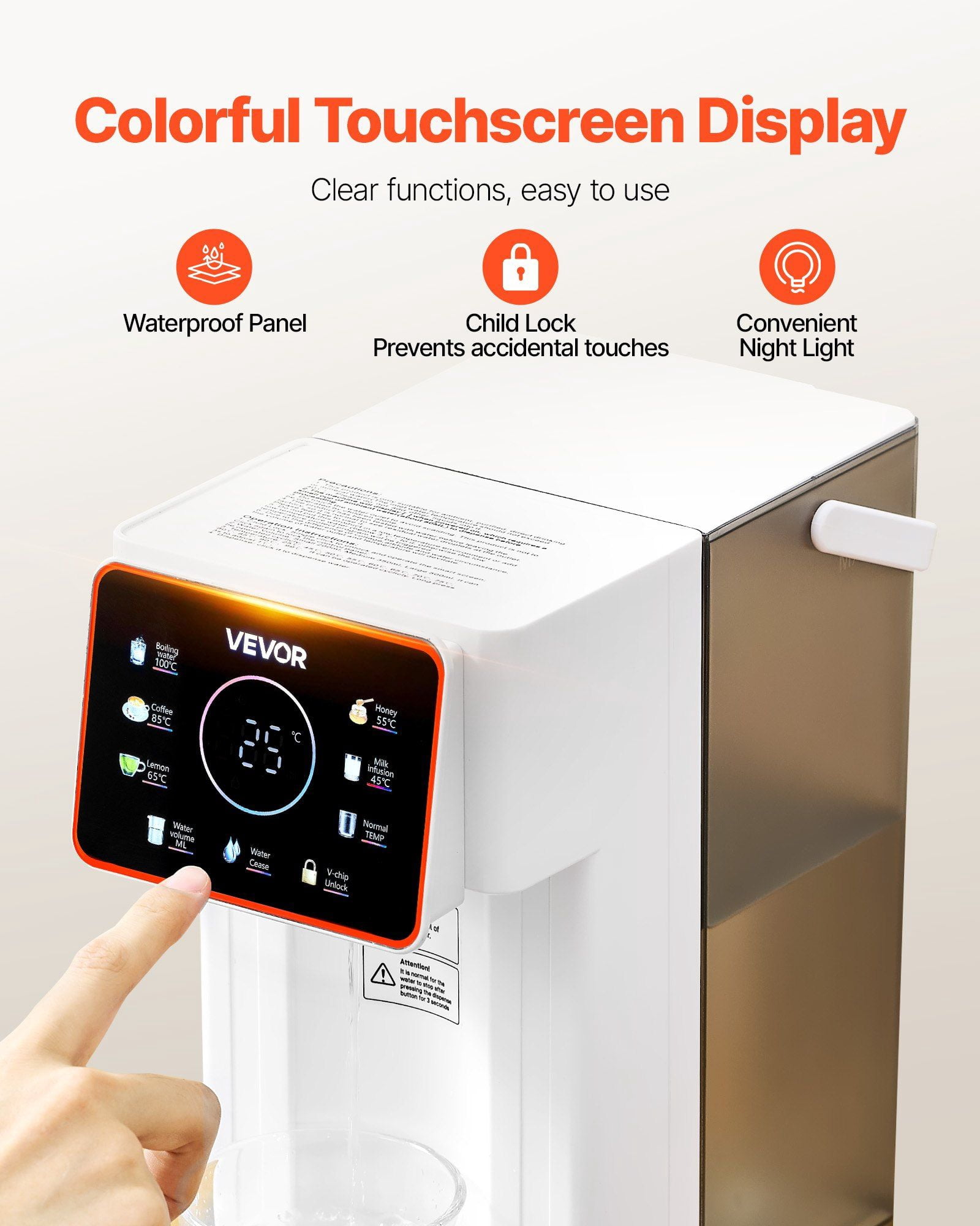 Countertop Instant Hot Water Dispenser with 6 Temps 7 Volumes 101oz Tank