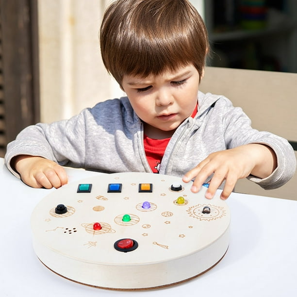 Offres de liquidation de jouets 2022 ! Feltree Busy Board, jouet sensoriel  Montessori pour enfants avec boutons LED lumineux, jouet éducatif en bois,  jouet pour bébé, jouets de voyage, cadeaux pour enfants