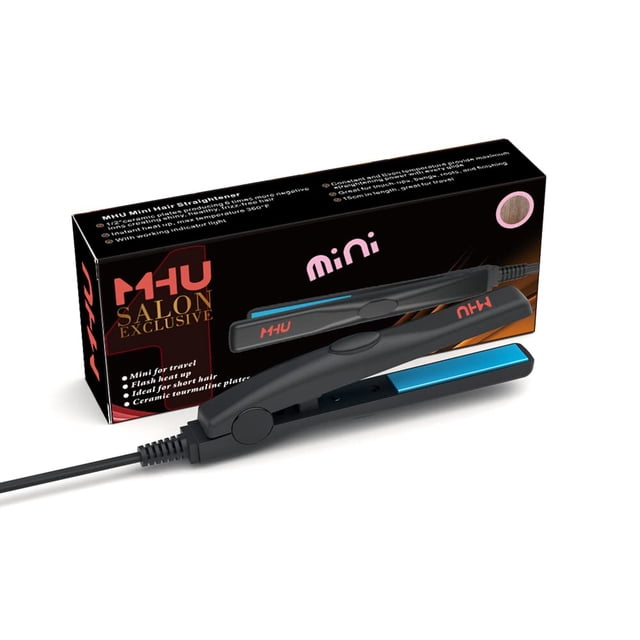 Tamaño de viaje profesional mini plancha de pelo de cerámica con turmalina plana de 0,5 pulgadas, color negro