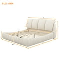 thumbnail image 6 of King Size Velvet Upholstered Bed, Luxury Platform Bed with Detachable Thick Headboard & Oversized Padded Backrest, No Box Spring Needed, 1000LBS Weight Capacity, Beige, 6 of 9
