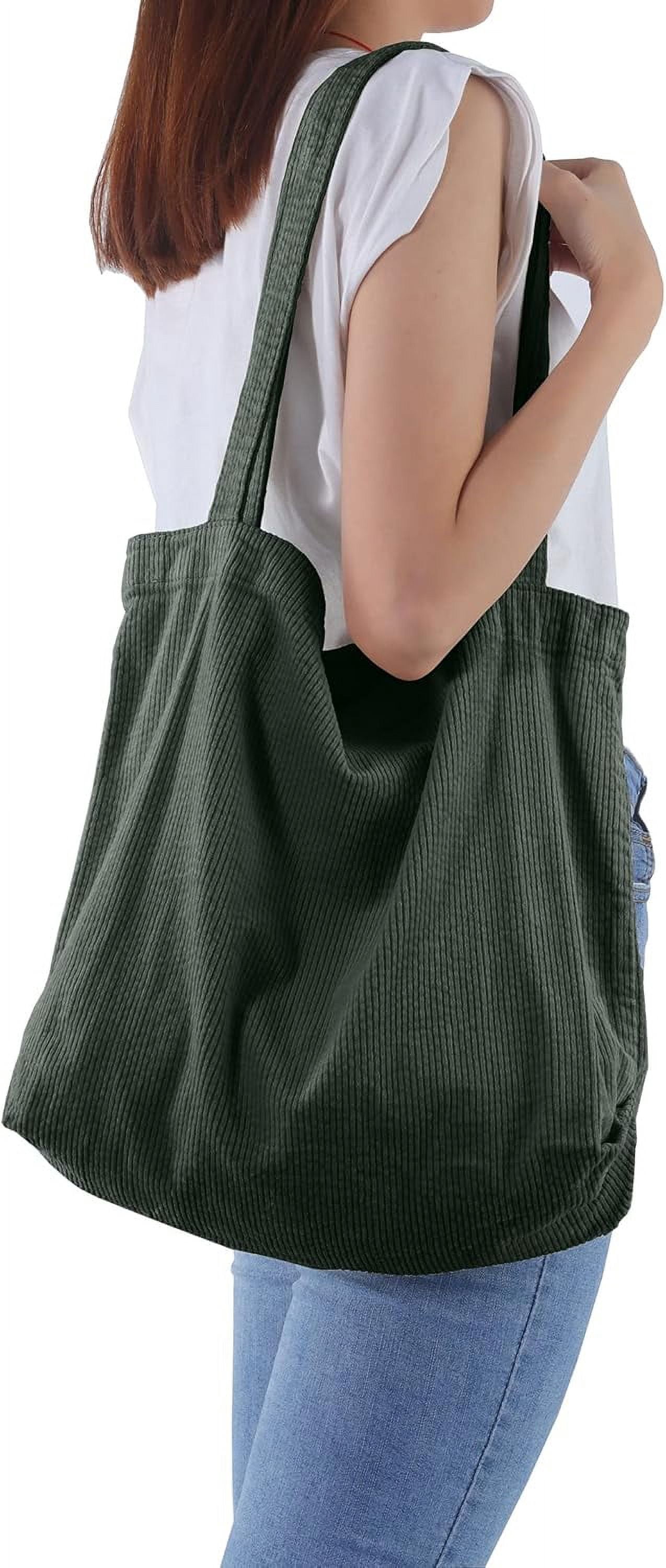 Corduroy Tote Bag for Women Canvas Shoulder Handbags Cute Large Purse
