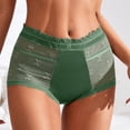 thumbnail image 2 of Gibobby Tangas de sexy mujer Ropa interior sexy con borde de encaje para mujer Love Mesh High Waist Luxury Ice Silk Triángulos para mujer(Verde,M), 2 of 5