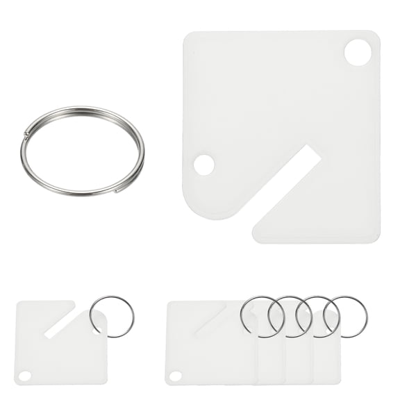 Uxcell 100 Pcs Key Tags, 1.5" Plastic Hanging Tag Slotted Key Tags Square Blank Writeable Durable with Metal Ring for Cabinet Boxes Lockers Identifiers Home Garage, White
