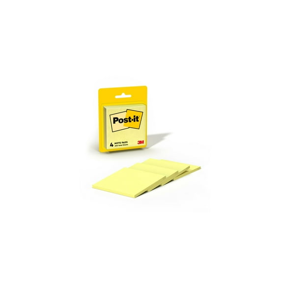 Post-it Notes, 3 in x 3 in, Canary Yellow, 4-Count Pack (Pack of 10)