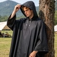 thumbnail image 7 of UTSJKR Mens Loose Fit Hooded Rain Poncho with Drawstring Closure Lightweight Waterproof Cape for Hiking Camping Travel Outdoor Rain Protection Black, 7 of 7