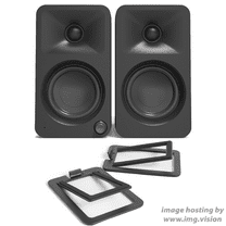 Kanto ORAMB Powered Reference Bluetooth Desktop Speakers - Black Pair with Kanto S2 Angled Desktop Speaker Stands for Small Speakers - Black Pair (2023)