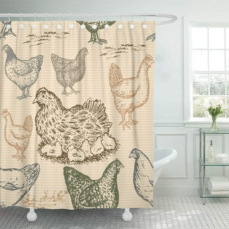 Yusdecor Chicken Farm In Vintage Packaging Products Eggs Agriculture Bird Bathroom Decor Bath Shower Curtain 66x72 Inch Walmart Canada