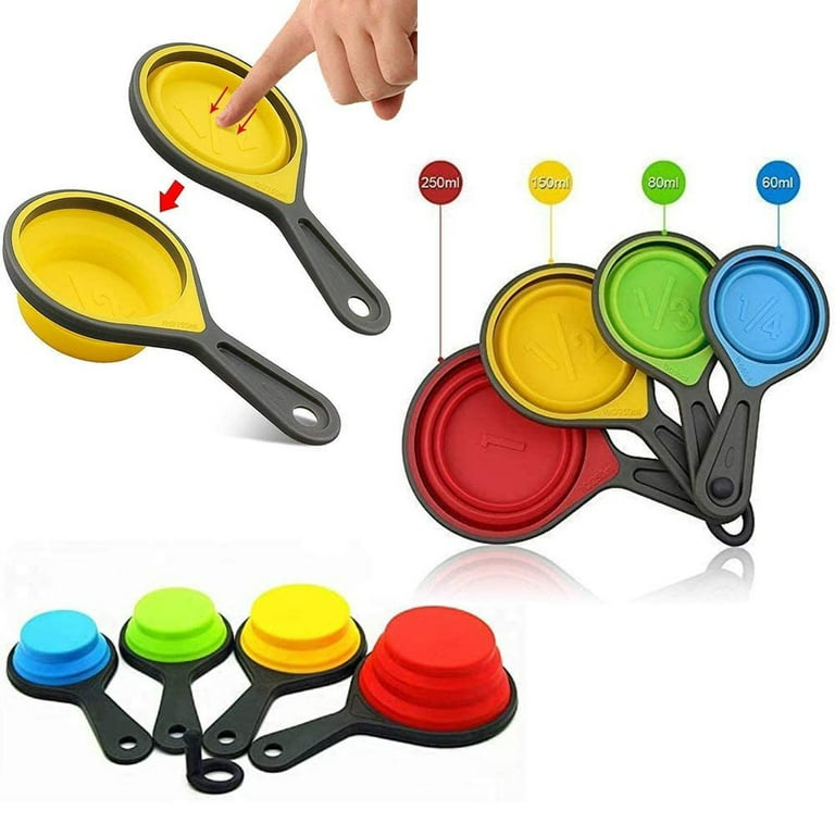 Foldable Silicone Measuring Cups and Measuring Spoons Set