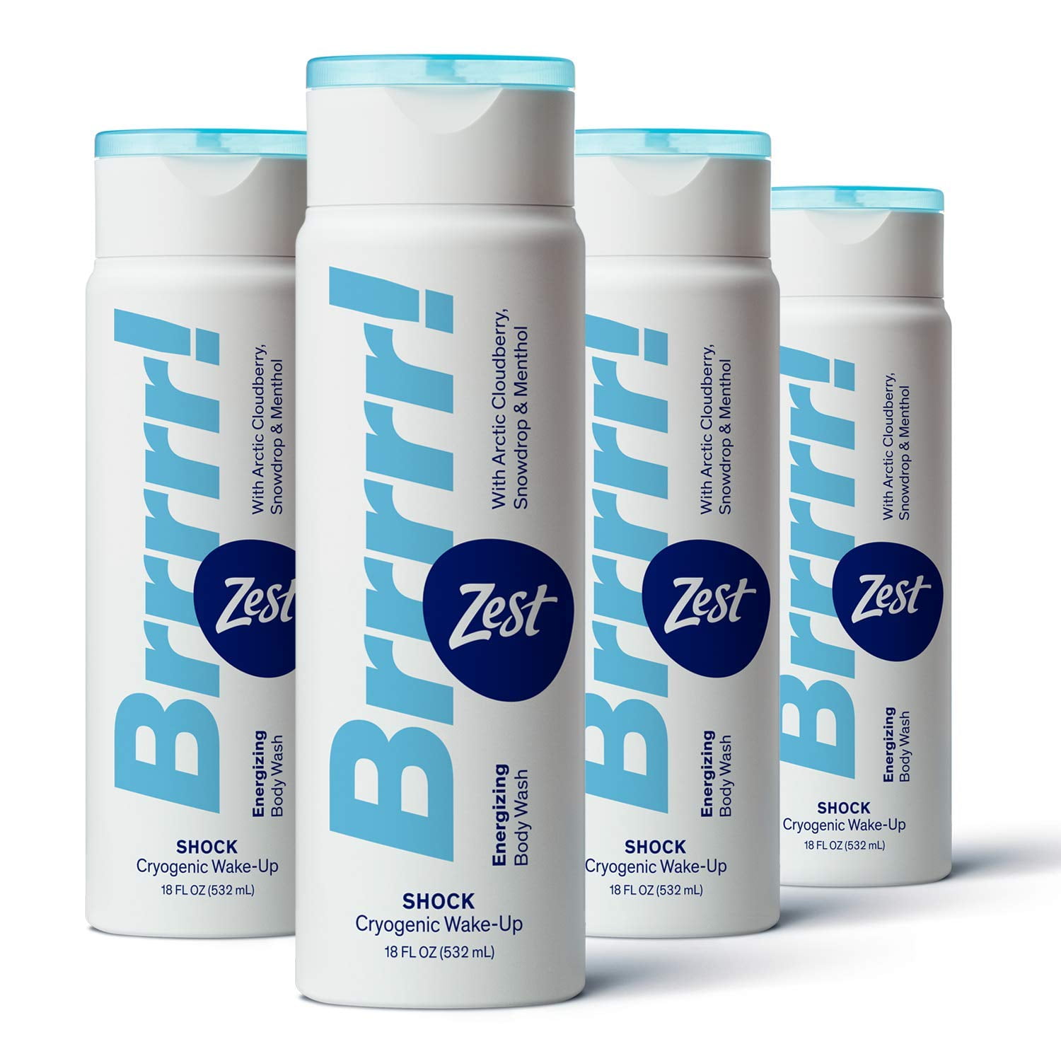 Zest Brrrrr Shock Body Wash, 18 oz (Pack of 4)